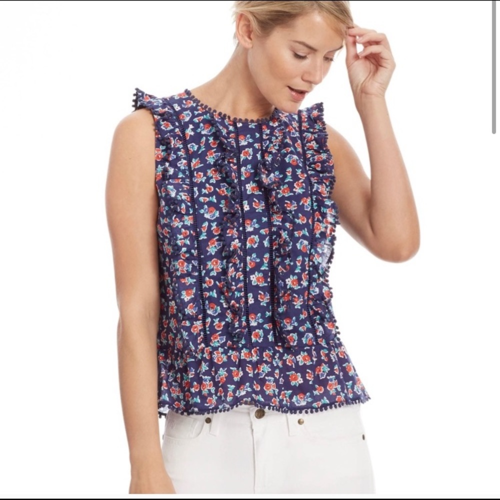 Draper James Blue Floral Print Plus Size Top 14